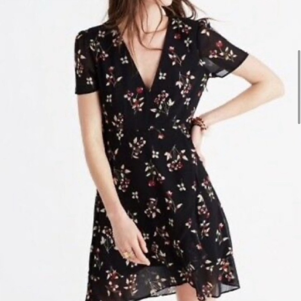 Madewell Alexa Chung Fall Posy Black Floral Mini Dress